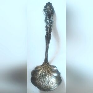 Antique Pat 1906 American Silver Co Moselle Grape Pattern SP Sauce Cream Ladle